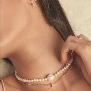 Elegant White Pearl Necklace fresh water real pearls